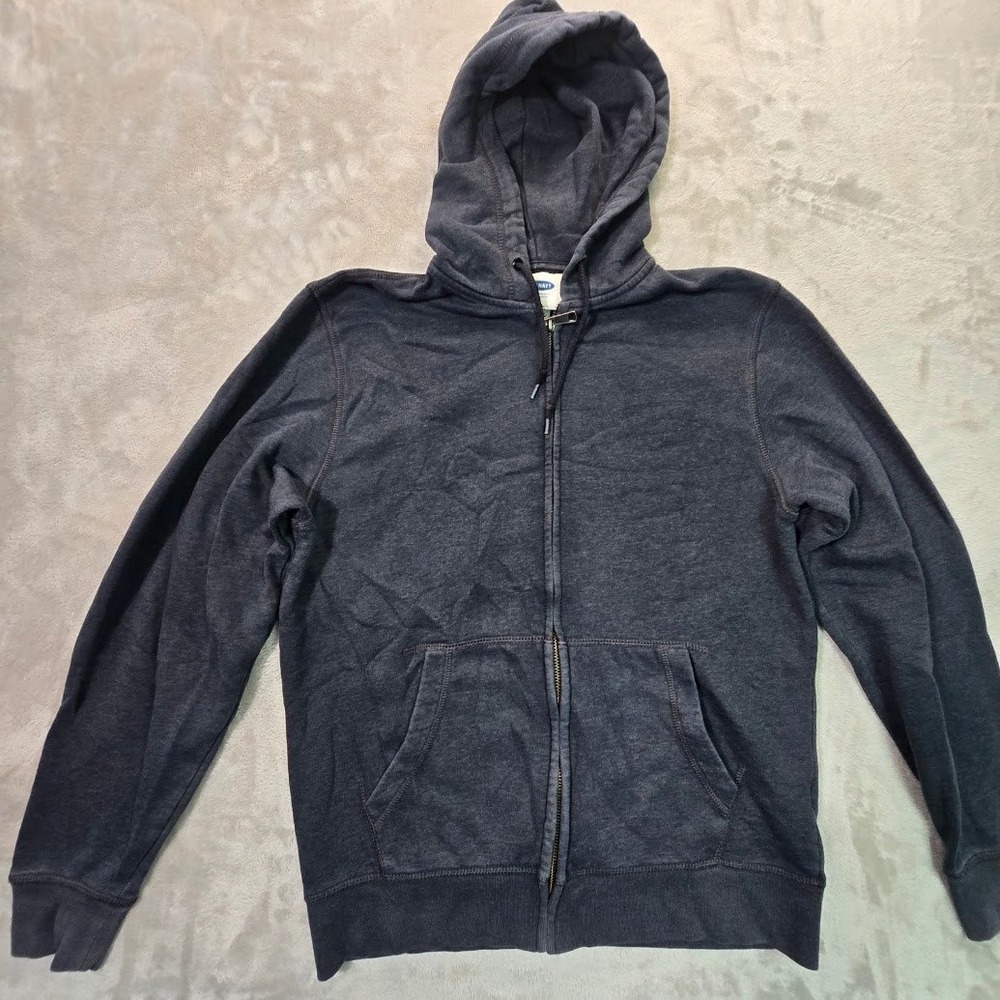 Old Navy Mens Full Zip Hoodie Charcoal Gray Heather Fleece Sweatshirt Medium